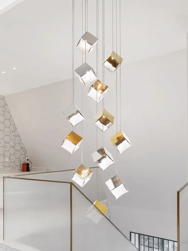 Modern Minimalist Glass Pendant Light Indoor Decoration LED Light Industrial Staircase Light Fixture Home Gloss Lighting Pendant