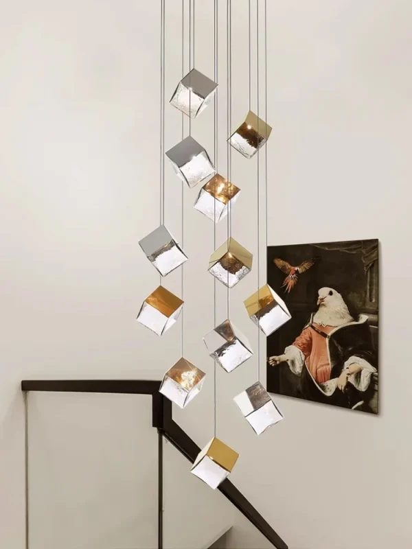 Modern Minimalist Glass Pendant Light Indoor Decoration LED Light Industrial Staircase Light Fixture Home Gloss Lighting Pendant - Image 2