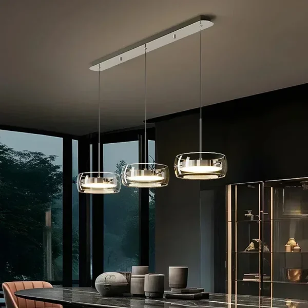 LED Modern Minimalist Dining Table Light Glass Restaurant Pendant Light, Single Head Three Head Restaurant Light Indoor Lighting - Image 3