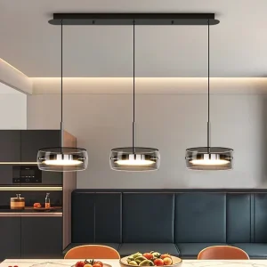LED Modern Minimalist Dining Table Light Glass Restaurant Pendant Light, Single Head Three Head Restaurant Light Indoor Lighting