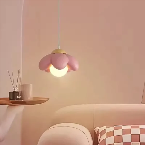 Modern Minimalist Pink Flower Shaped Resin Pendant Lamp G9 Bulb Included for Bedroom Living Room Study Decor Lighting - Image 3