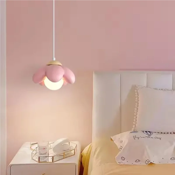 Modern Minimalist Pink Flower Shaped Resin Pendant Lamp G9 Bulb Included for Bedroom Living Room Study Decor Lighting - Image 2