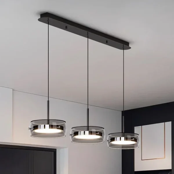 LED Modern Minimalist Dining Table Light Glass Restaurant Pendant Light, Single Head Three Head Restaurant Light Indoor Lighting - Image 2